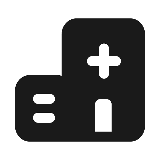 Hospital solid icon, filled style, from Myna UI Icons