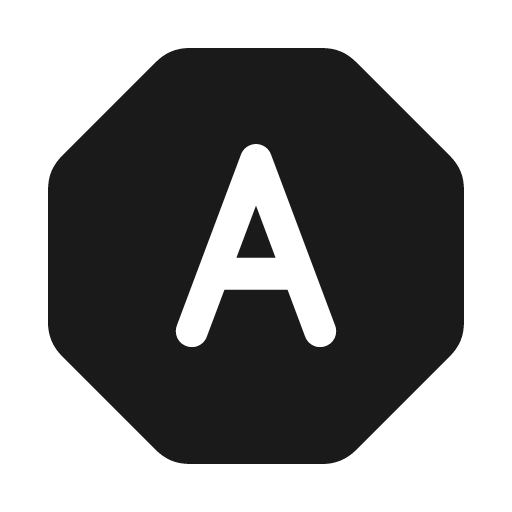 Letter a octagon solid icon, filled style, from Myna UI Icons