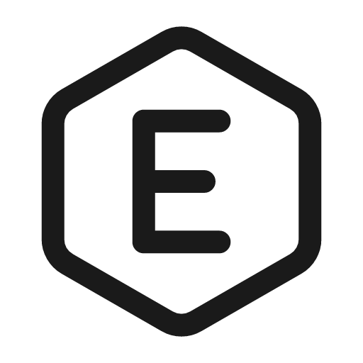 Letter e hexagon icon, line style, from Myna UI Icons