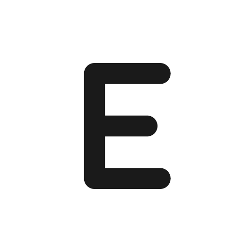 Letter e solid icon, filled style, from Myna UI Icons
