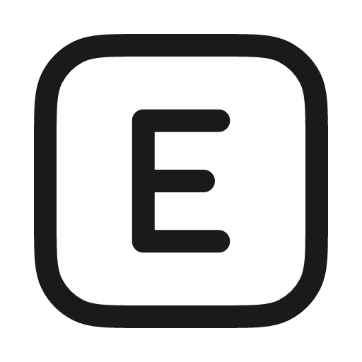 Letter e square icon, line style, from Myna UI Icons
