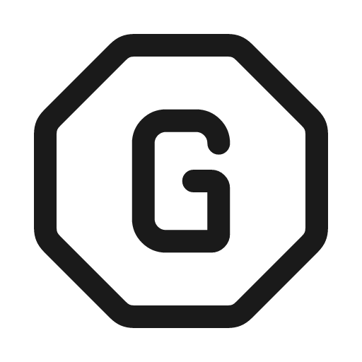 Letter g octagon icon, line style, from Myna UI Icons