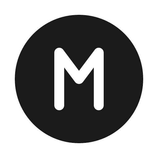 Letter m circle solid icon, filled style, from Myna UI Icons