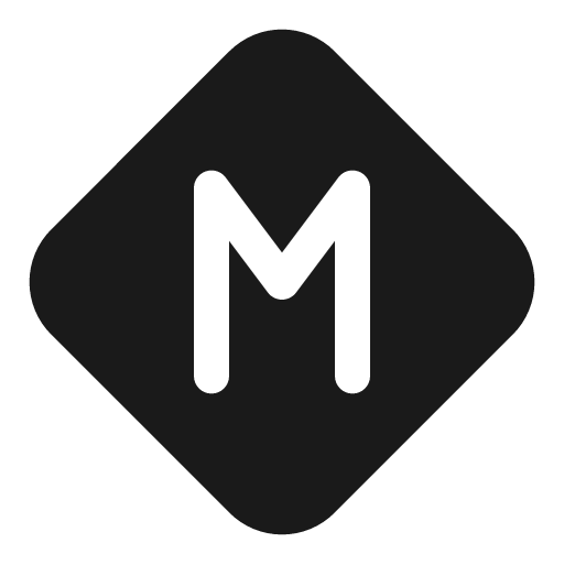 Letter m diamond solid icon, filled style, from Myna UI Icons