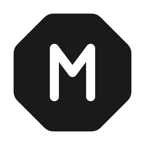 Letter m octagon solid icon, filled style, from Myna UI Icons