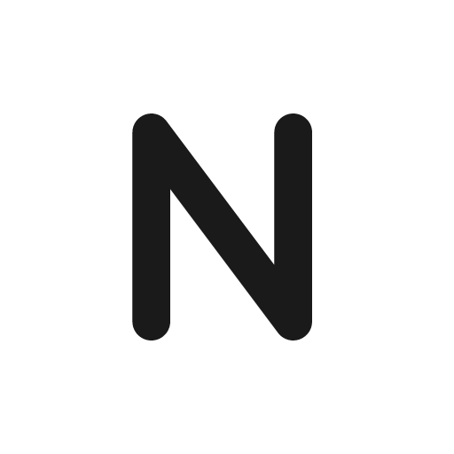 Letter n solid icon, filled style, from Myna UI Icons