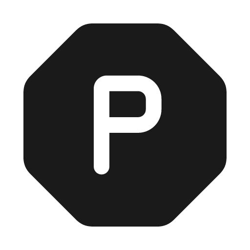 Letter p octagon solid icon, filled style, from Myna UI Icons