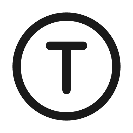 Letter t circle icon, line style, from Myna UI Icons