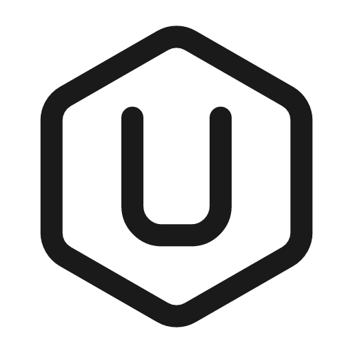 Letter u hexagon icon, line style, from Myna UI Icons