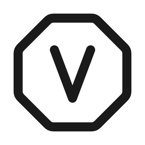 Letter v octagon icon, line style, from Myna UI Icons
