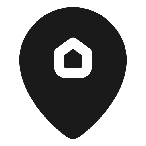 Map pin house inside solid icon, filled style, from Myna UI Icons