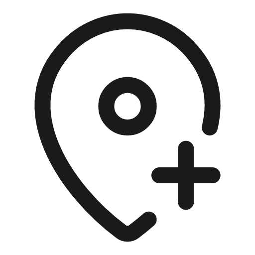 Map pin plus icon, line style, from Myna UI Icons