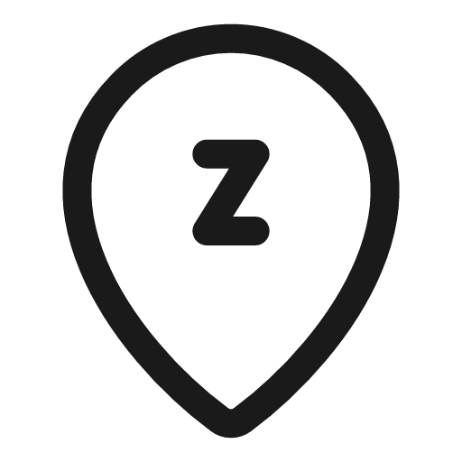 Map pin snooze inside icon, line style, from Myna UI Icons