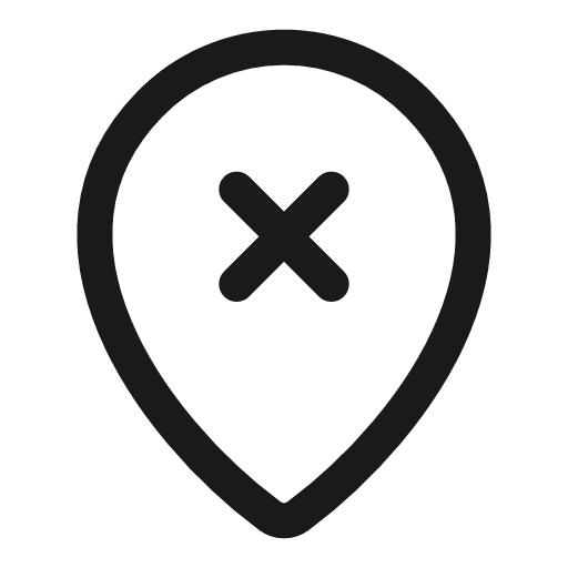 Map pin x inside icon, line style, from Myna UI Icons