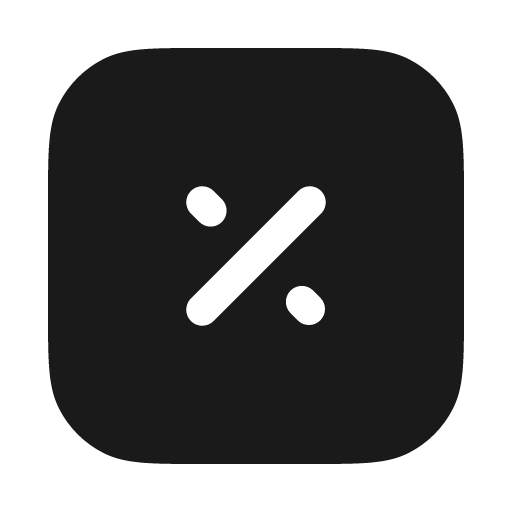 Percentage square solid icon, filled style, from Myna UI Icons