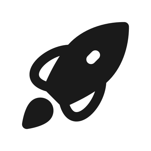 Rocket solid icon, filled style, from Myna UI Icons