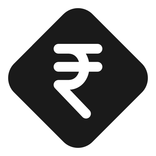 Rupee diamond solid icon, filled style, from Myna UI Icons