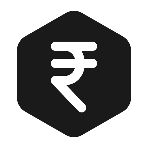 Rupee hexagon solid icon, filled style, from Myna UI Icons