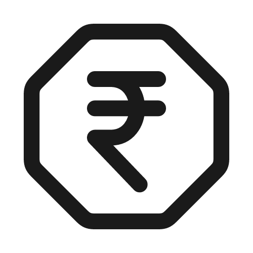Rupee octagon icon, line style, from Myna UI Icons
