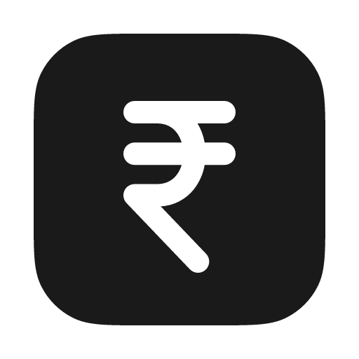 Rupee square solid icon, filled style, from Myna UI Icons