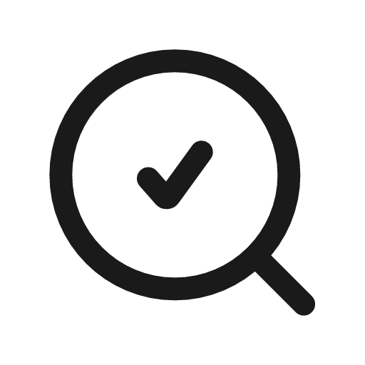 Search check icon, line style, from Myna UI Icons