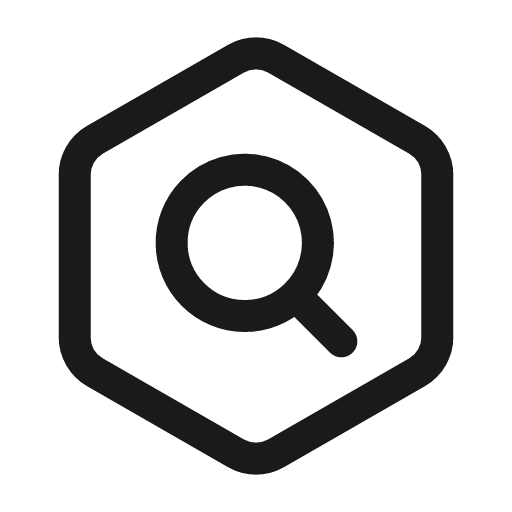 Search hexagon icon, line style, from Myna UI Icons