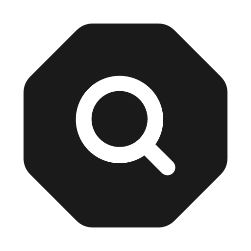 Search octagon solid icon, filled style, from Myna UI Icons