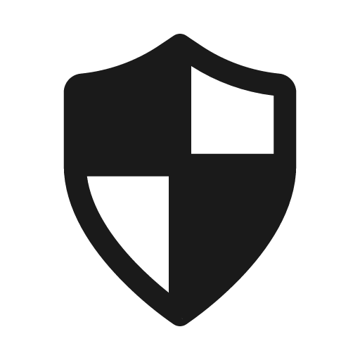 Shield crossed solid icon, filled style, from Myna UI Icons