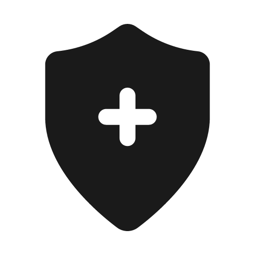 Shield plus solid icon, filled style, from Myna UI Icons