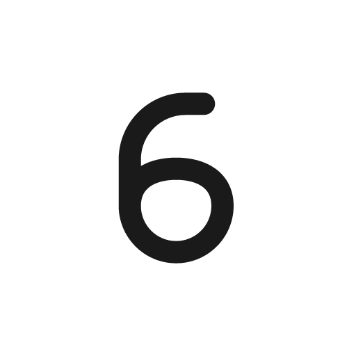 Six solid icon, filled style, from Myna UI Icons