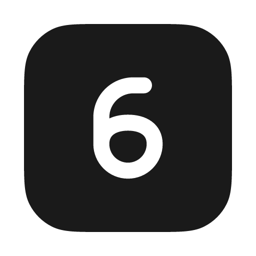 Six square solid icon, filled style, from Myna UI Icons