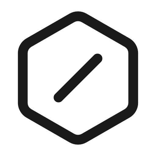 Slash hexagon icon, line style, from Myna UI Icons