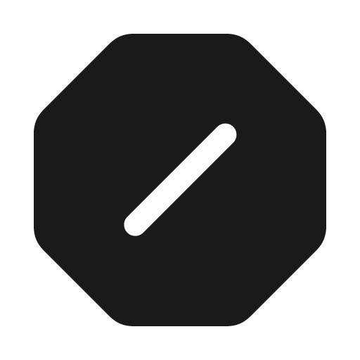 Slash octagon solid icon, filled style, from Myna UI Icons