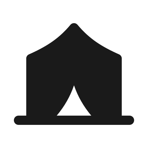 Tent solid icon, filled style, from Myna UI Icons