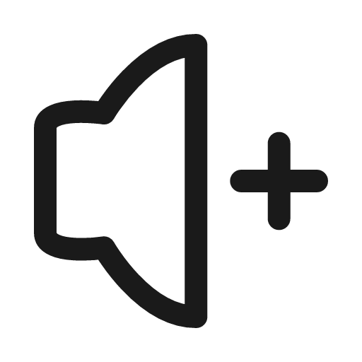 Volume plus icon, line style, from Myna UI Icons