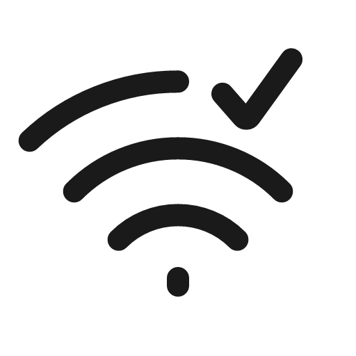 Wifi check icon, line style, from Myna UI Icons