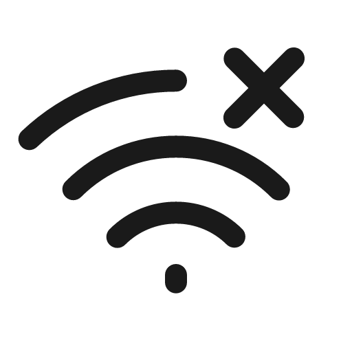 Wifi x solid icon, filled style, from Myna UI Icons