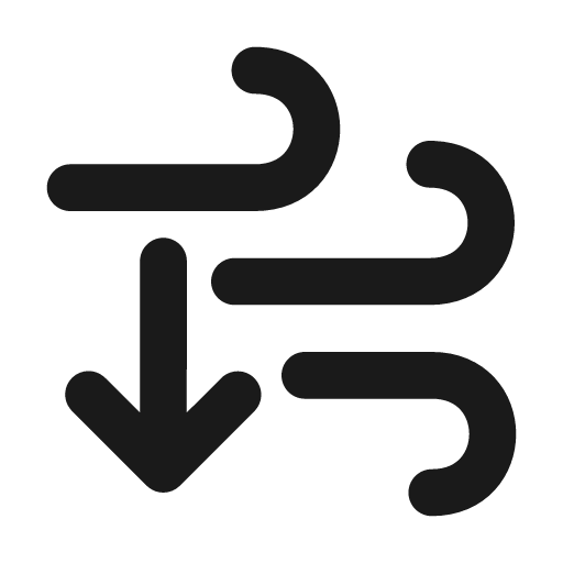 Wind arrow down solid icon, filled style, from Myna UI Icons