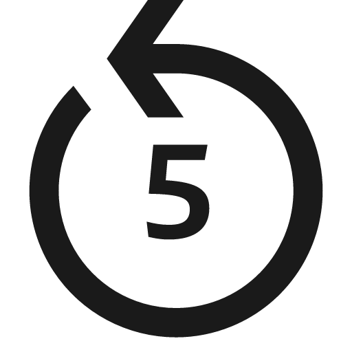 Go backward 5 icon, solid style, from NRK Core Icons