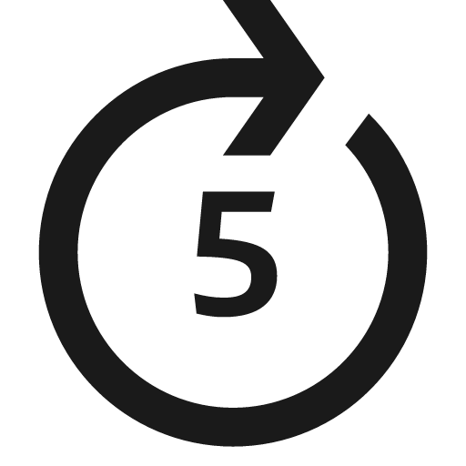 Go forward 5 icon, solid style, from NRK Core Icons