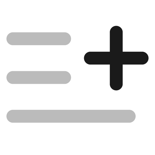 List plus expressive icon, solid style, from NRK Core Icons