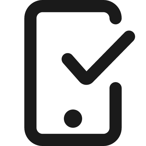 Mobile check expressive icon, solid style, from NRK Core Icons