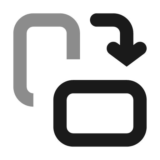 Rectangle portrait to landscape expressive icon, solid style, from NRK Core Icons