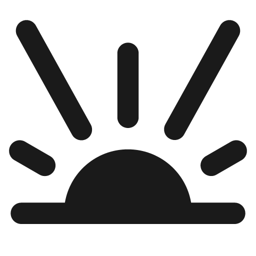 Sun horizon expressive icon, solid style, from NRK Core Icons