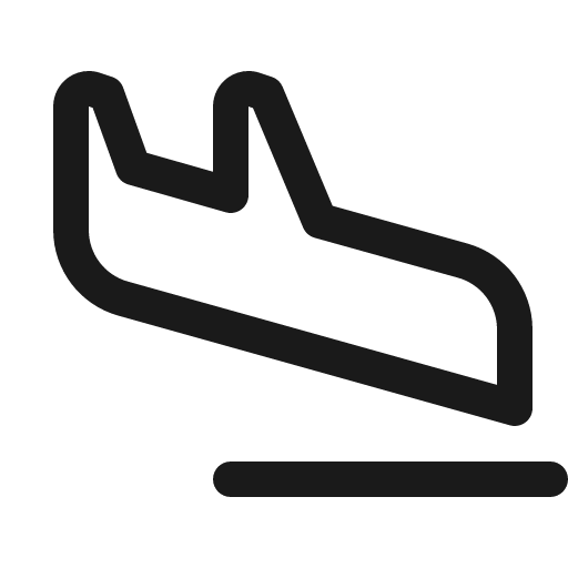 Airplane landing icon, solid style, from Phosphor