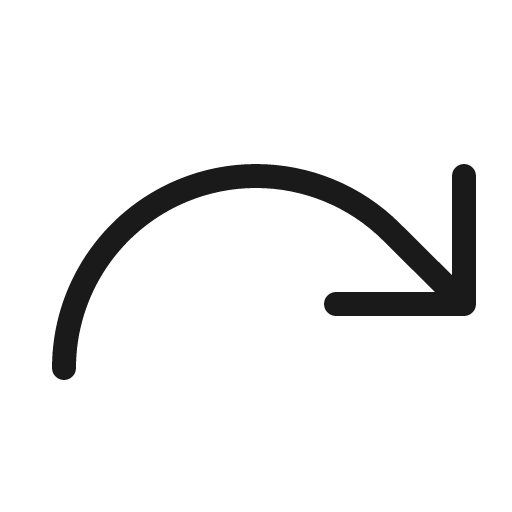 Arrow arc right light icon, light style, from Phosphor