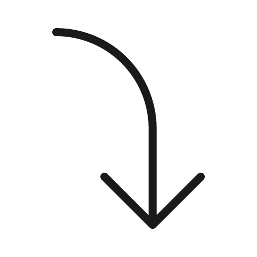 Arrow bend right down thin icon, thin style, from Phosphor