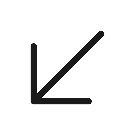 Arrow down left light icon, light style, from Phosphor