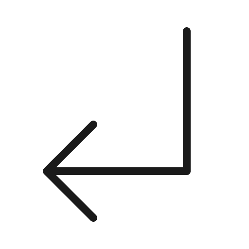 Arrow elbow down left thin icon, thin style, from Phosphor