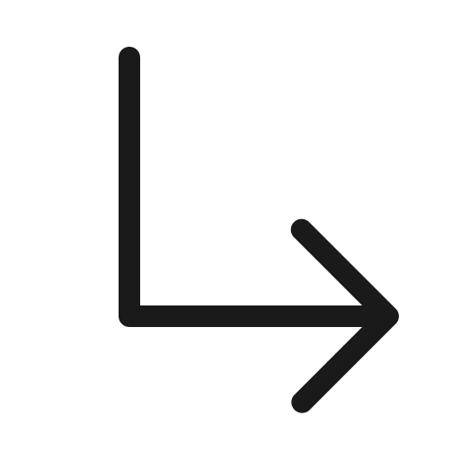 Arrow elbow down right light icon, light style, from Phosphor